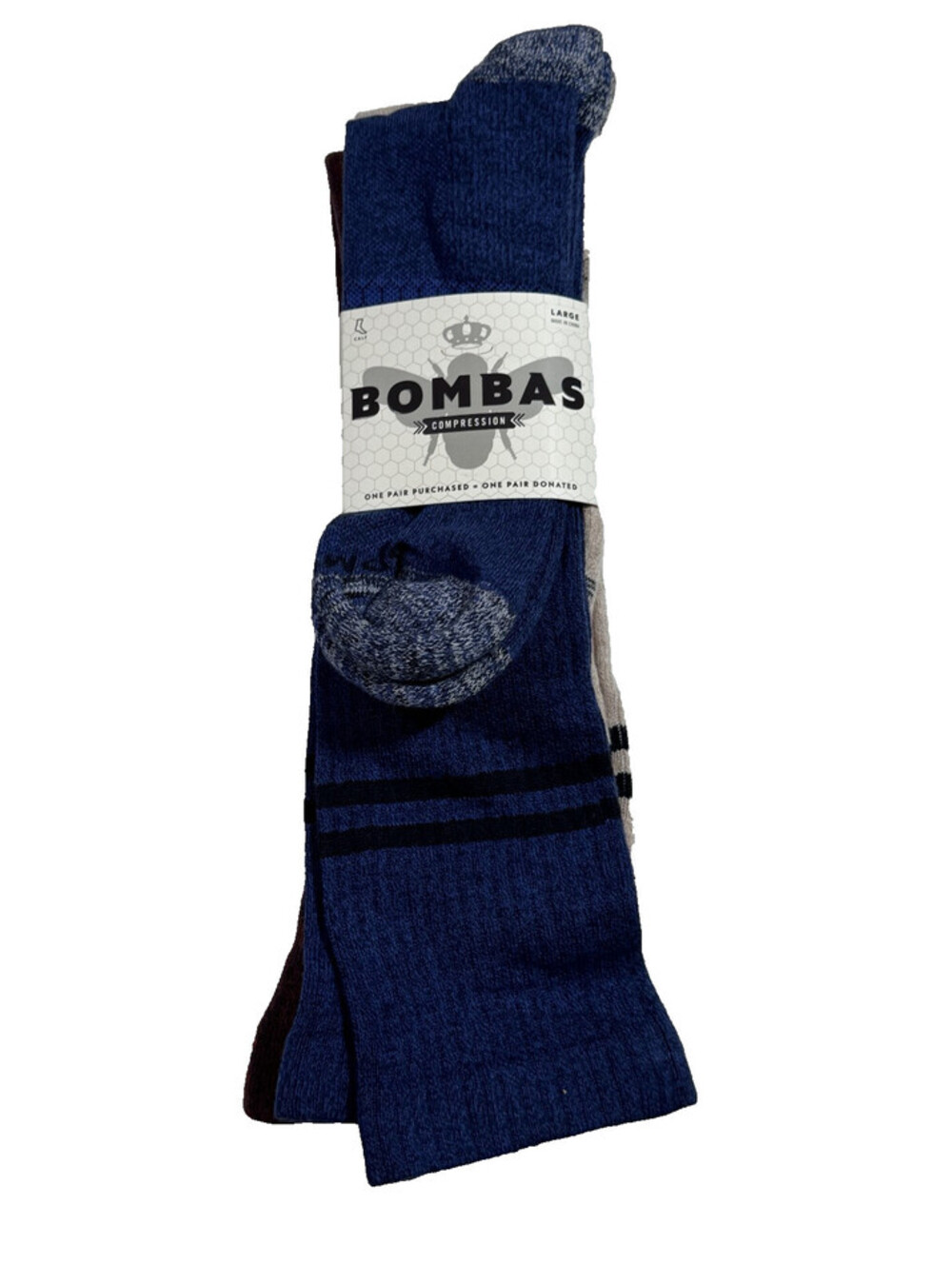 3 Pack Bombas Compression Calf Socks (15-20 mmHg) Sz LARGE M (9.5 -13) W (11-13)